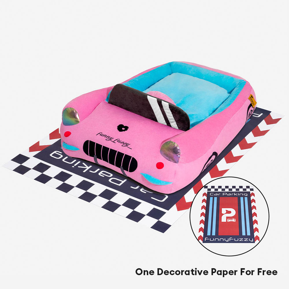 Letto per animali in peluche a forma di auto da corsa convertibile classica - Fast&Fur