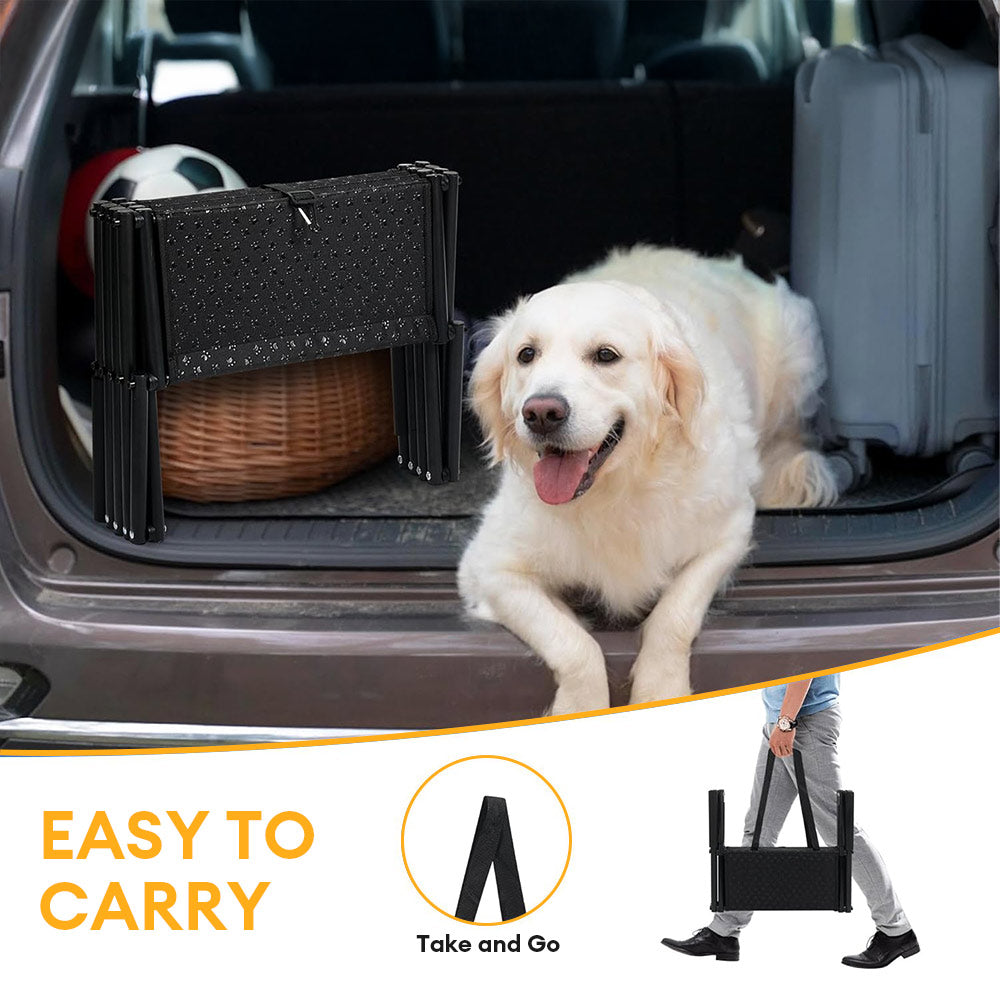 Scala per cani da auto pieghevole e portatile a 4 gradini con superficie antiscivolo.