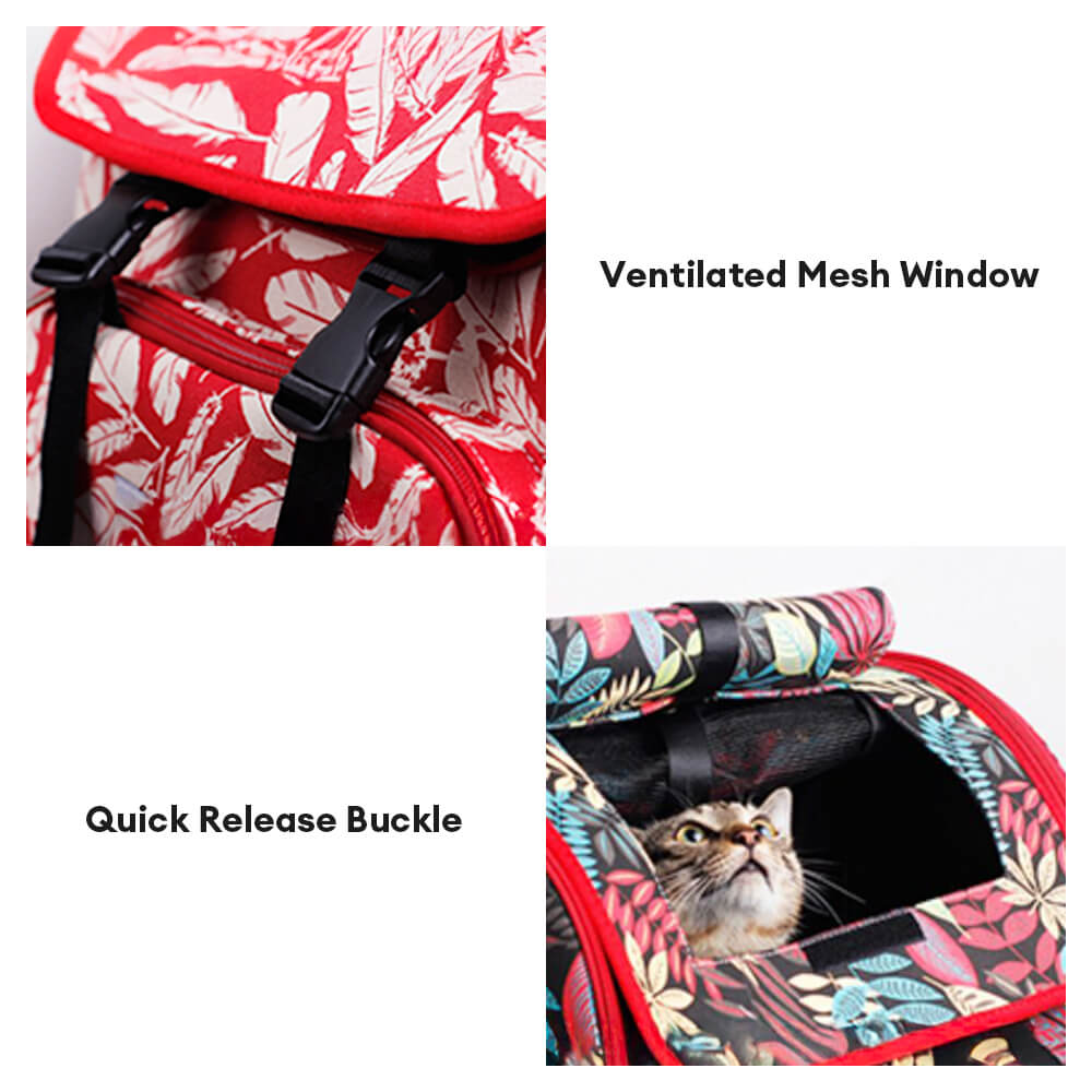 Zaino per gatti da viaggio portatile e comodo con stampa hawaiana alla moda