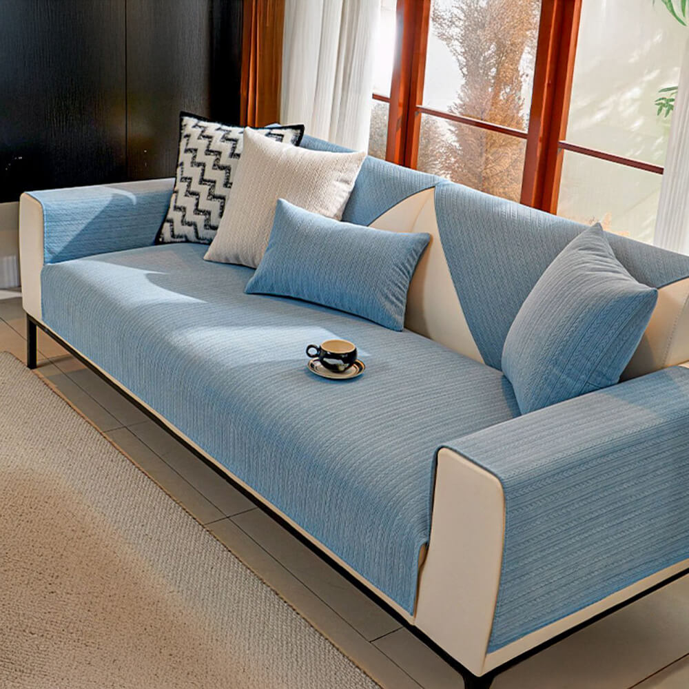 Copertura per divano in chenille a strisce di grano impermeabile minimalista