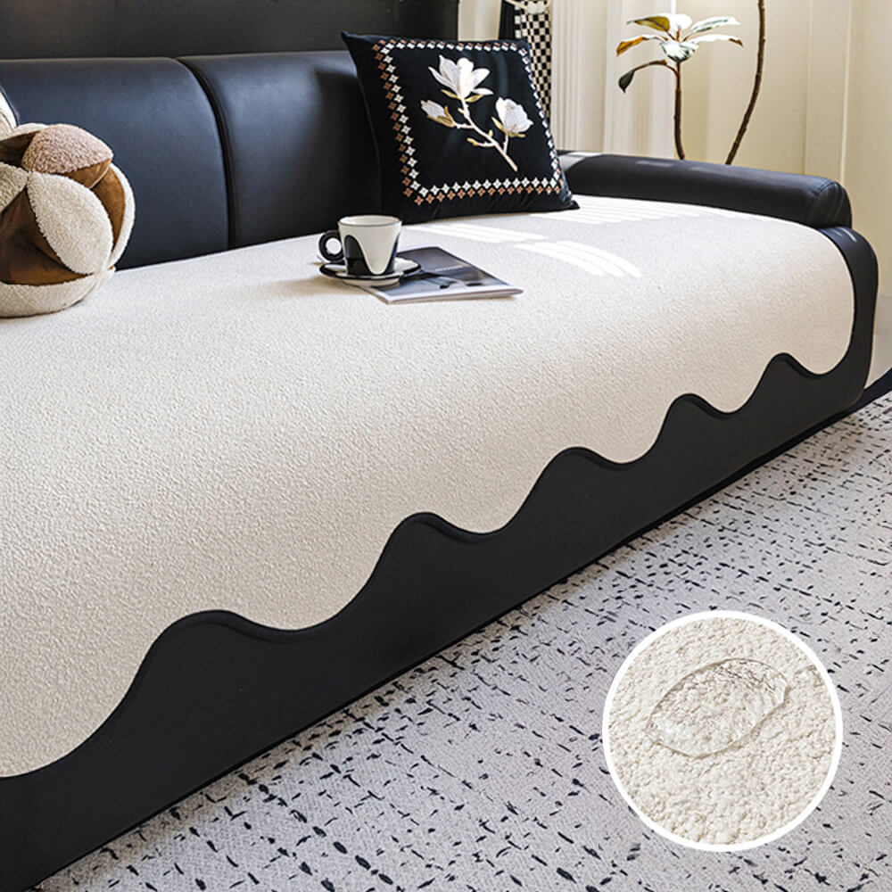 Copridivano lineare in tessuto Teddy Fleece idrorepellente con retro antiscivolo