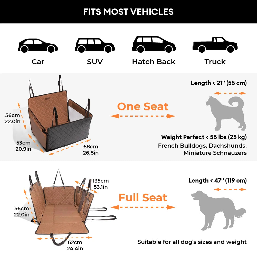 Copertura per sedile da auto per cani in finta pelle premium resistente all'acqua - RideProtector