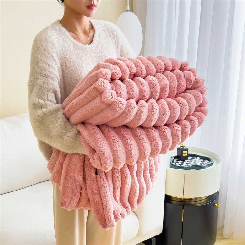 Coperta in peluche di raviolo finto caldo per divano, coperta per umani e cani.