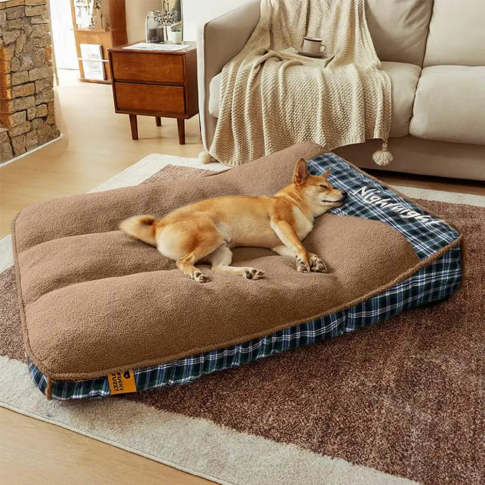Letto per cani rettangolare extra large lavabile in tessuto teddy fluffy - Buonanotte