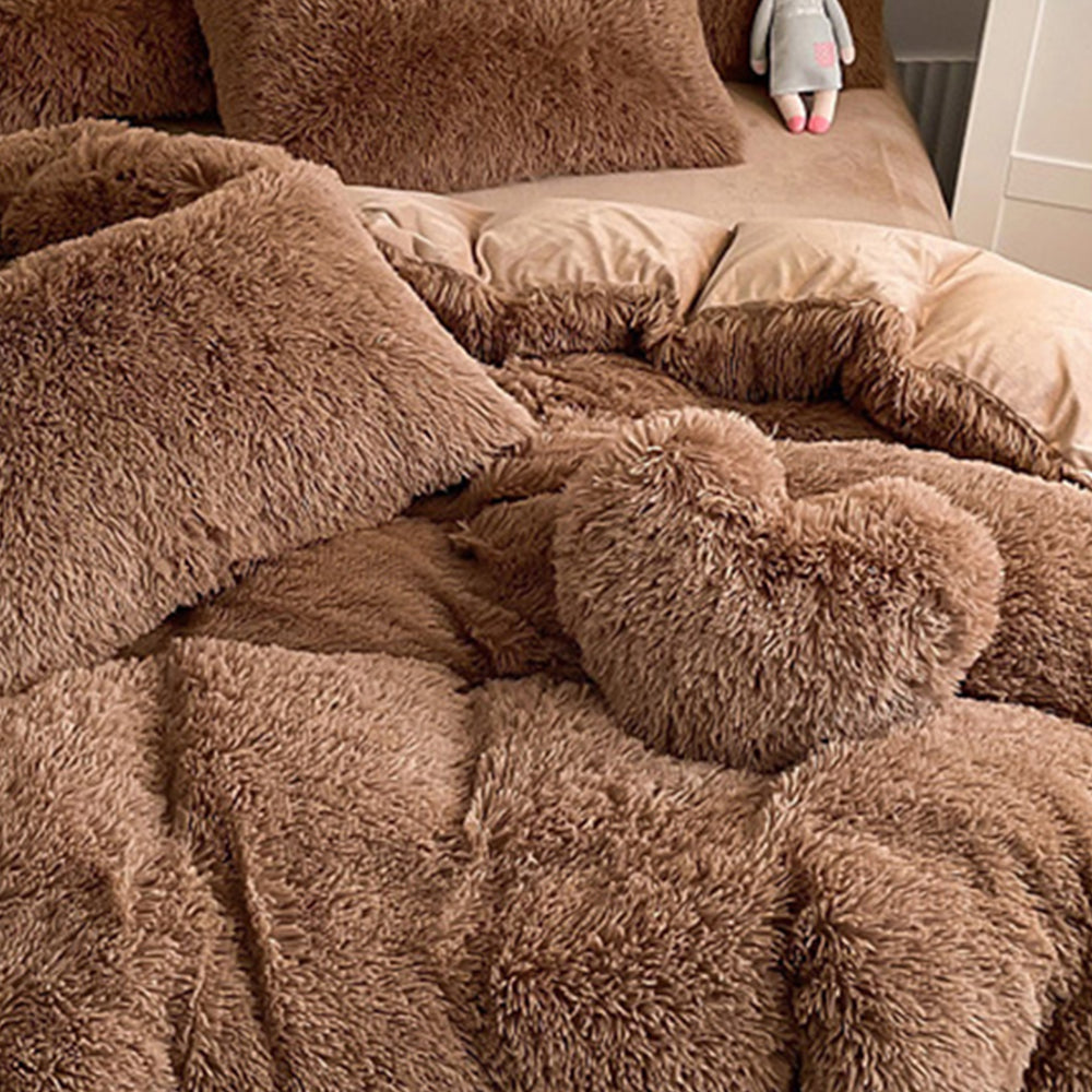 Set di lenzuola di lusso romantico in peluche spesso e caldo