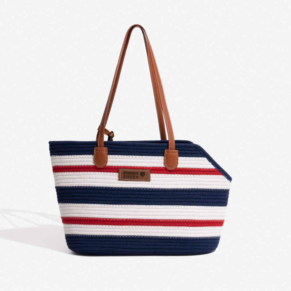 Borsa da spiaggia in cotone intrecciato leggera fatta a mano - Trasportino per animali domestici - Vacanze estive