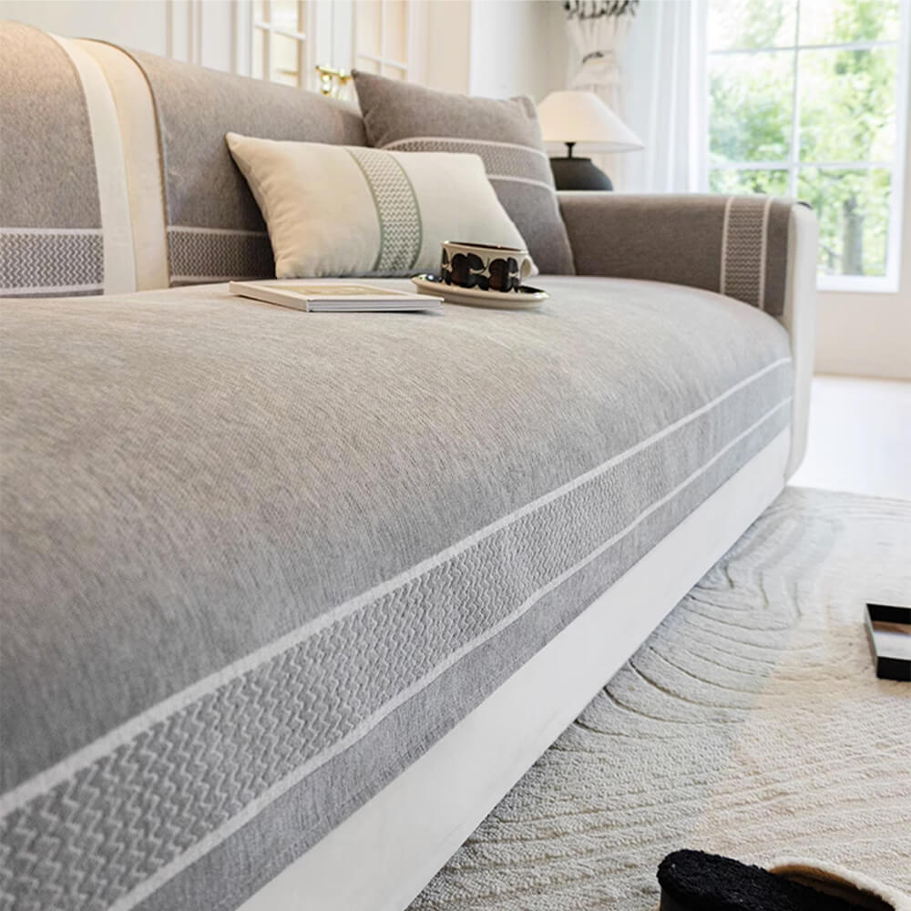 Copertura per divano in chenille jacquard con design a bordo largo resistente ai graffi