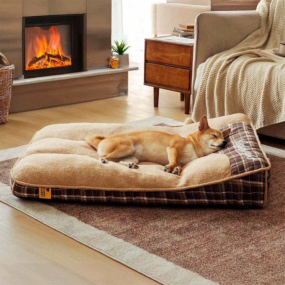 Letto per cani rettangolare extra large lavabile in tessuto teddy fluffy - Buonanotte