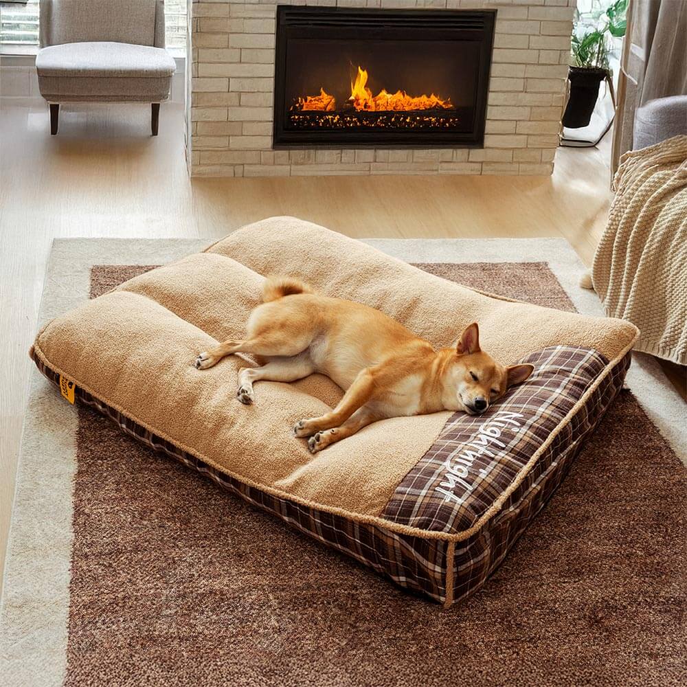 Letto per cani rettangolare extra large lavabile in tessuto teddy fluffy - Buonanotte