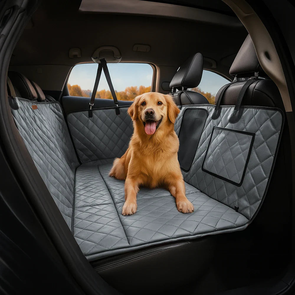 Copertura per sedile da auto per cani in finta pelle premium resistente all'acqua - RideProtector