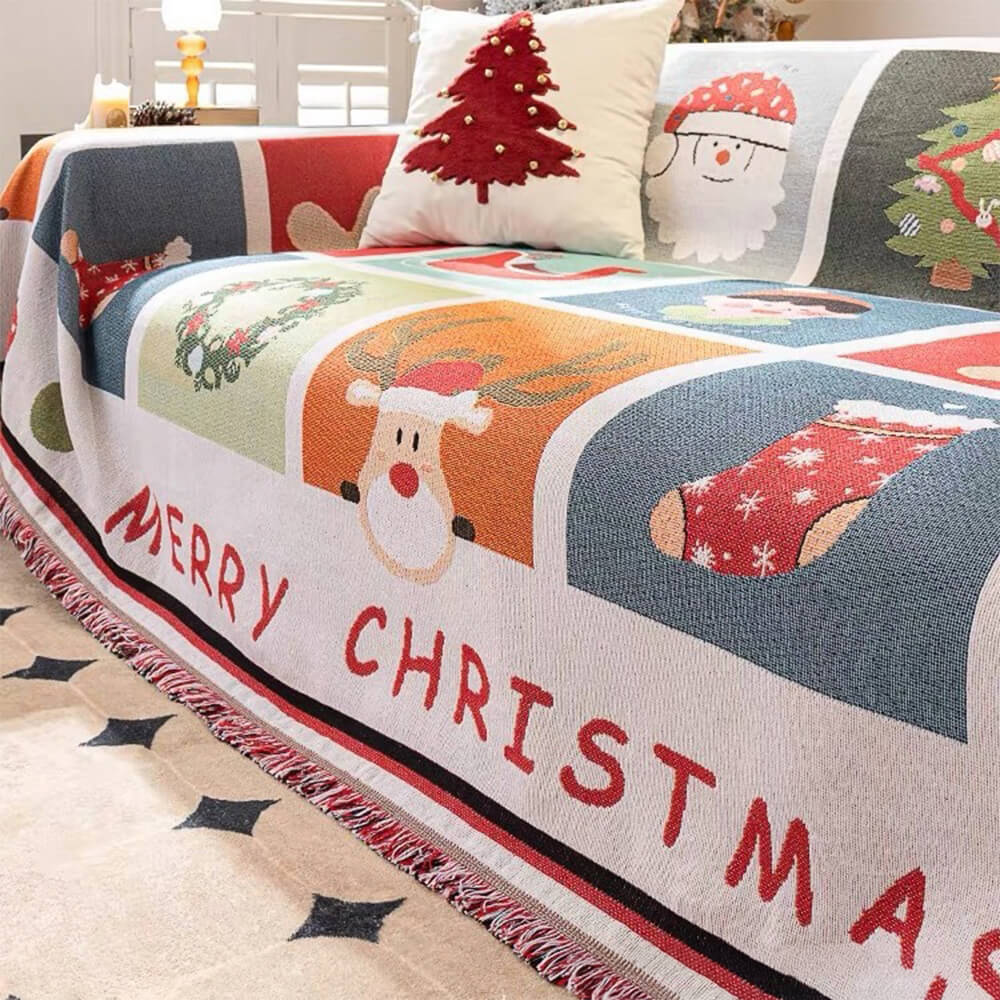 Copertura decorativa per divano in jacquard morbido a tema natalizio