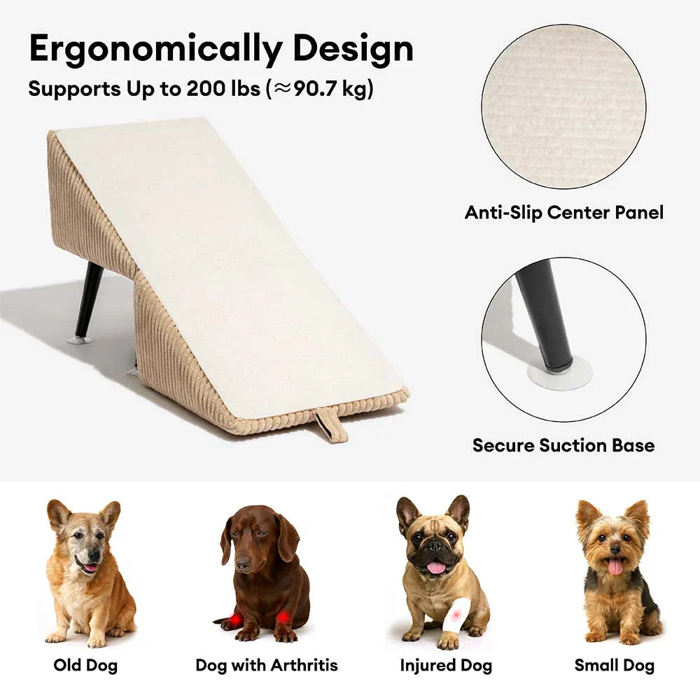 Rampa per animali domestici in velluto a coste rinforzata in lega 3 in 1 e sgabello laterale - StepSure