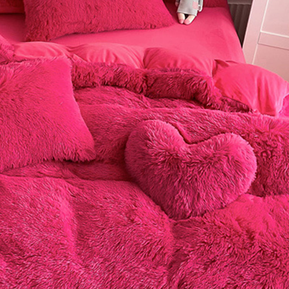 Set di lenzuola di lusso romantico in peluche spesso e caldo