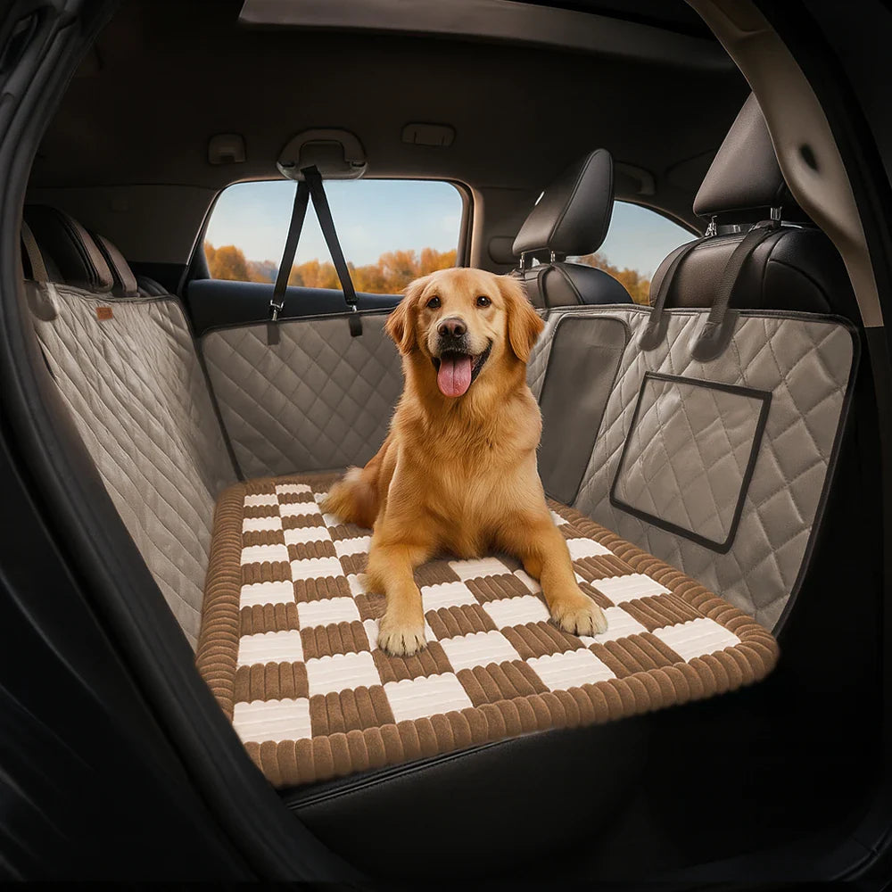 Copertura per sedile da auto per cani in finta pelle premium resistente all'acqua - RideProtector