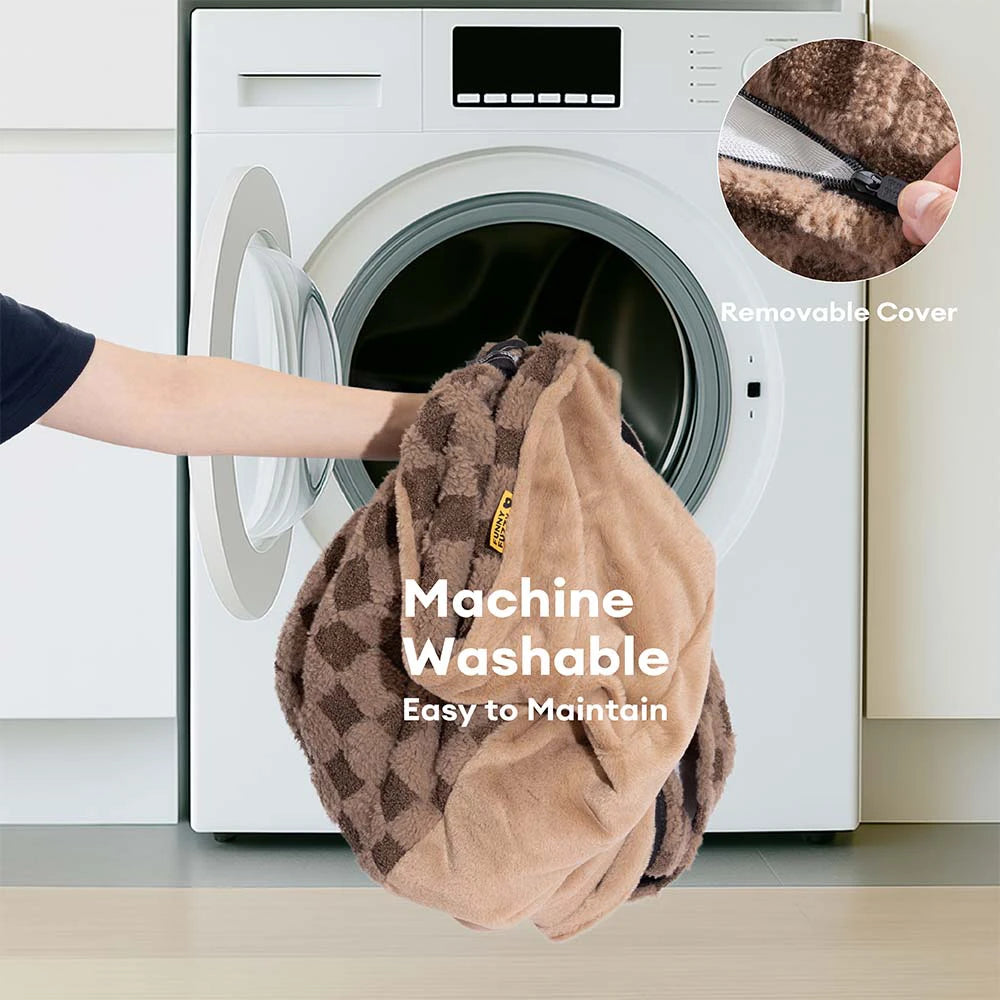 Letto ortopedico per cani con cuscino, a scacchi, fluffy, caldo e lavabile – CloudNooki