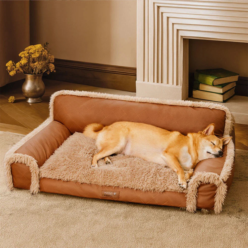 Letto ortopedico per cani in ecopelle di lusso e morbido, con spugna rimovibile - WarmRest