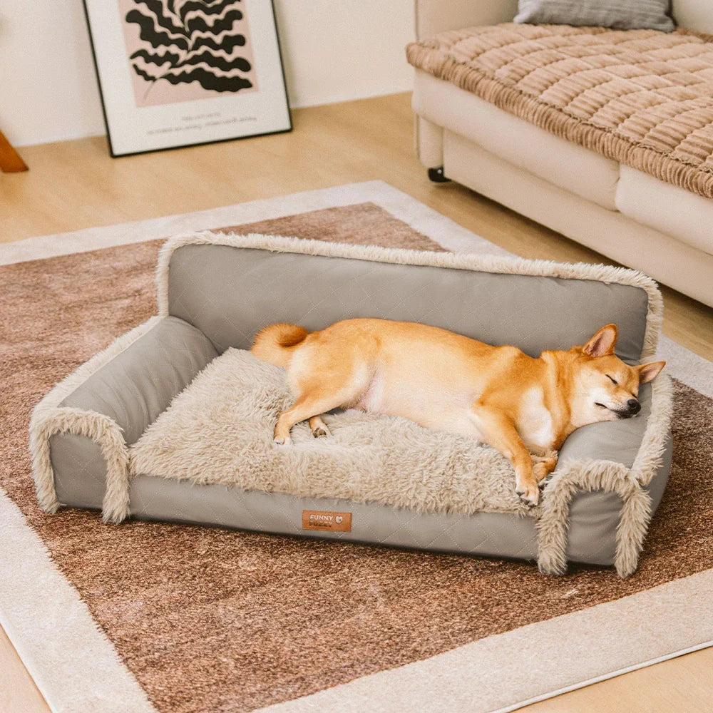 Letto ortopedico per cani in ecopelle di lusso e morbido, con spugna rimovibile - WarmRest
