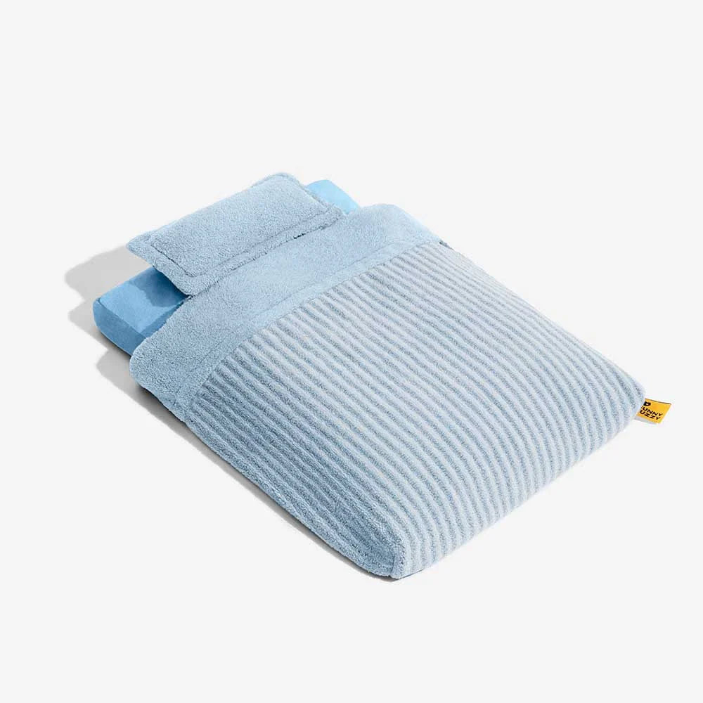 Letto ortopedico per cani a caverna rivestito in peluche a strisce con cuscino - FluffyWarm