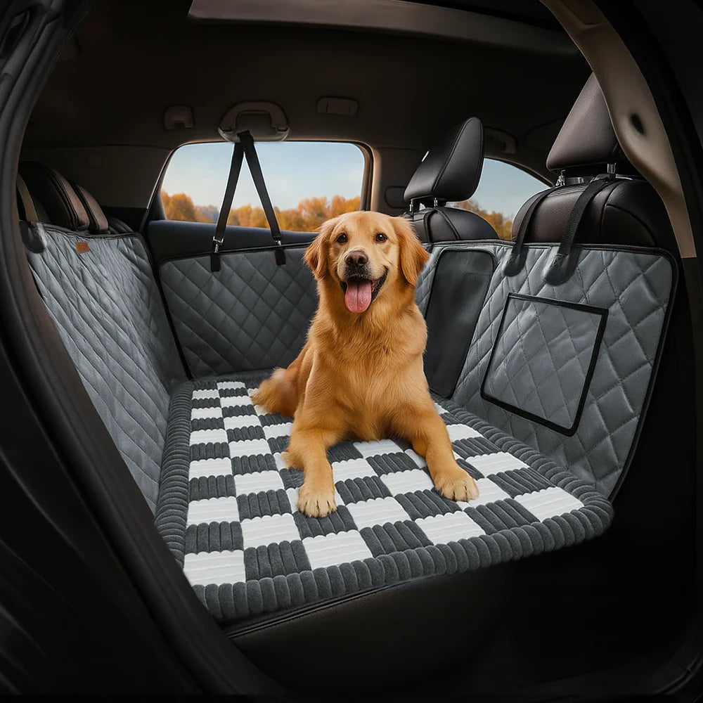 Copertura per sedile da auto per cani in finta pelle premium resistente all'acqua - RideProtector