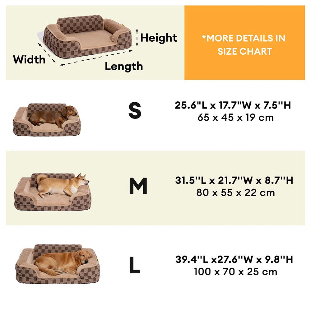 Letto ortopedico per cani con cuscino, a scacchi, fluffy, caldo e lavabile – CloudNooki