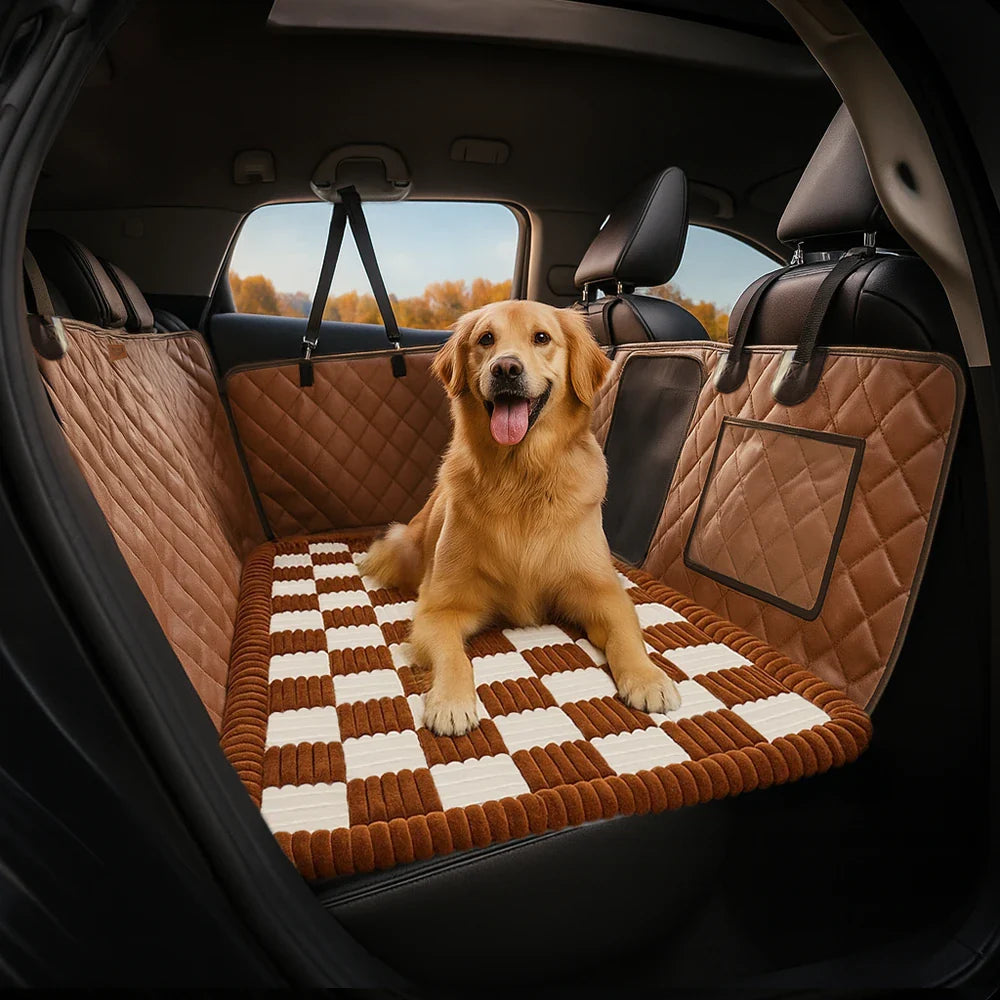 Copertura per sedile da auto per cani in finta pelle premium resistente all'acqua - RideProtector