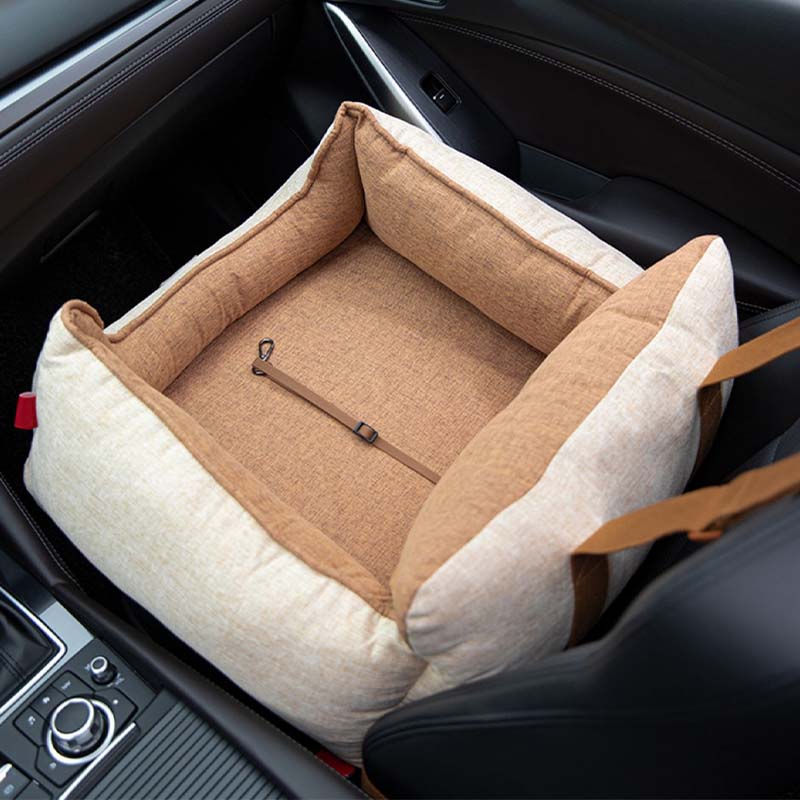 Letto da Auto per Cani Impermeabile e Sicuro - Caffè Chiaro