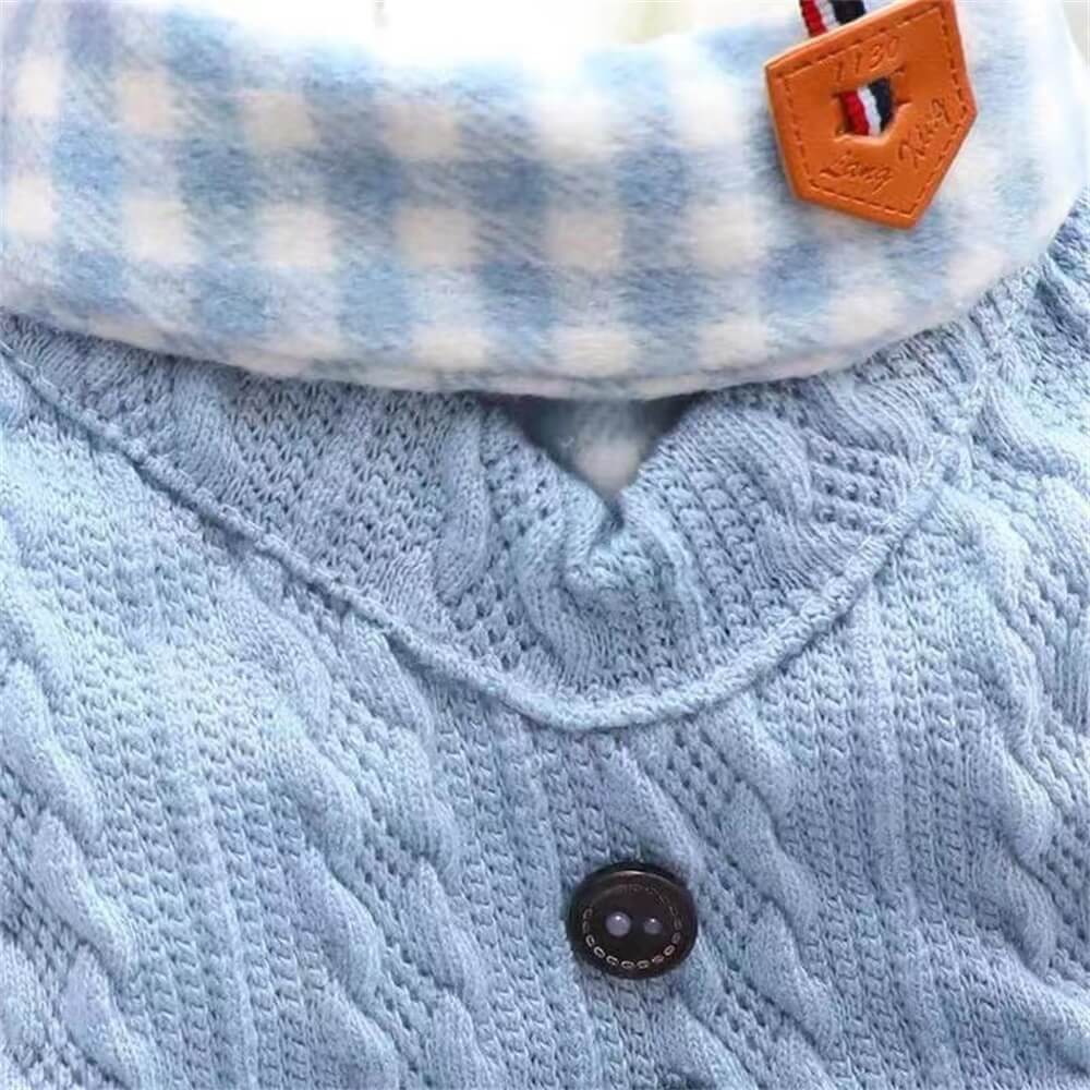 Maglione per cani lavorato a maglia con colletto a motivi scozzesi - Disponibile in rosa e blu