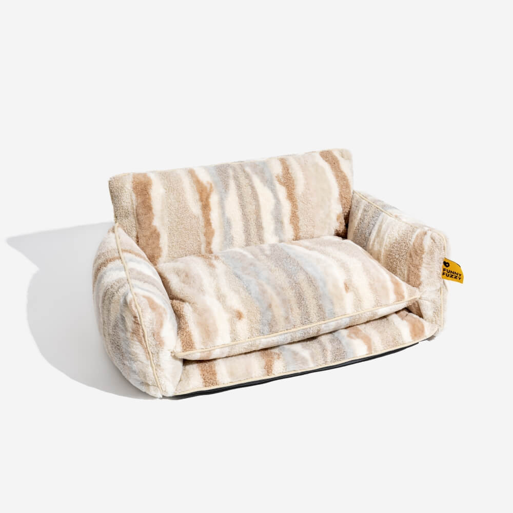 Divano per cani e gatti a doppio strato in faux lambswool a righe alla moda