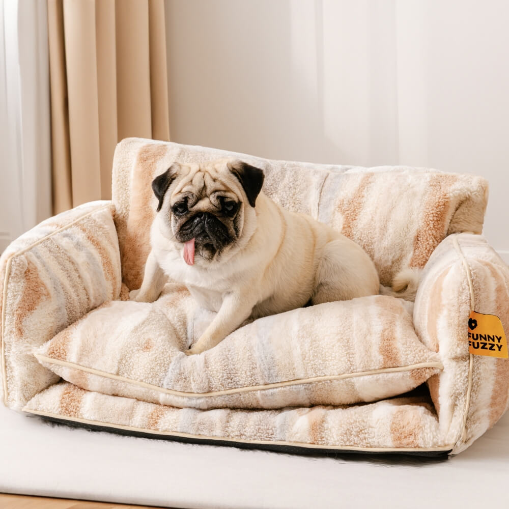 Divano per cani e gatti a doppio strato in faux lambswool a righe alla moda