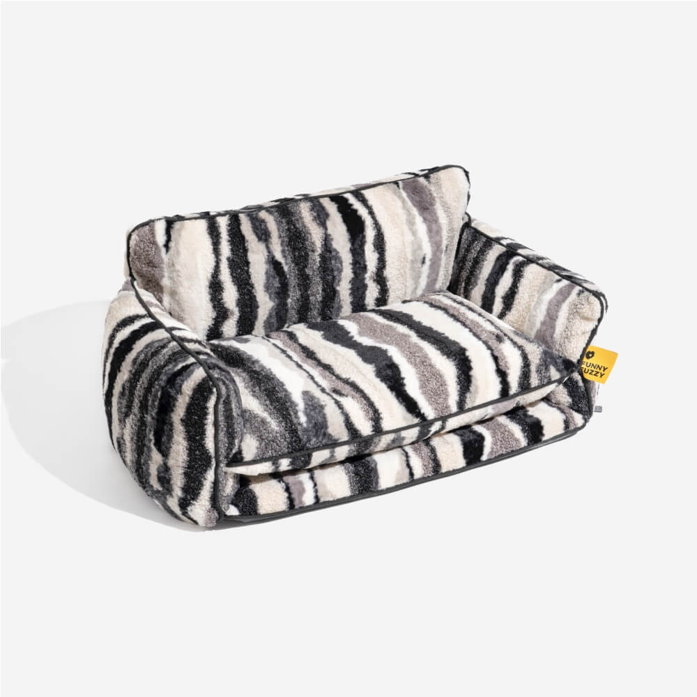 Divano per cani e gatti a doppio strato in faux lambswool a righe alla moda