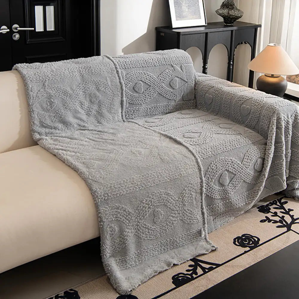 Coperta per divano multifunzionale in peluche jacquard con fiocco
