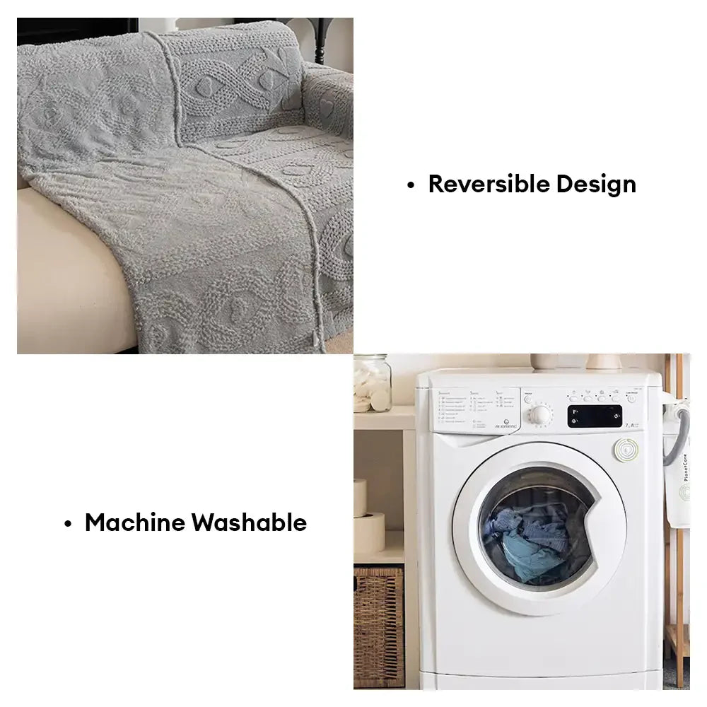 Coperta per divano multifunzionale in peluche jacquard con fiocco