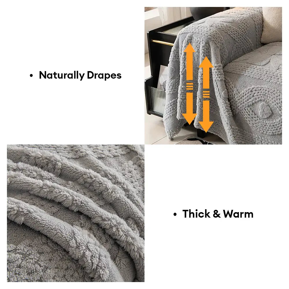 Coperta per divano multifunzionale in peluche jacquard con fiocco