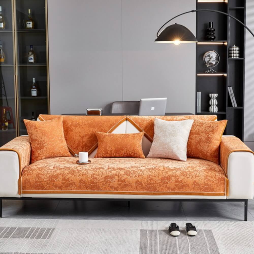 Copertura per divano in chenille resistente all'usura e anti-graffio, protezione antiscivolo.