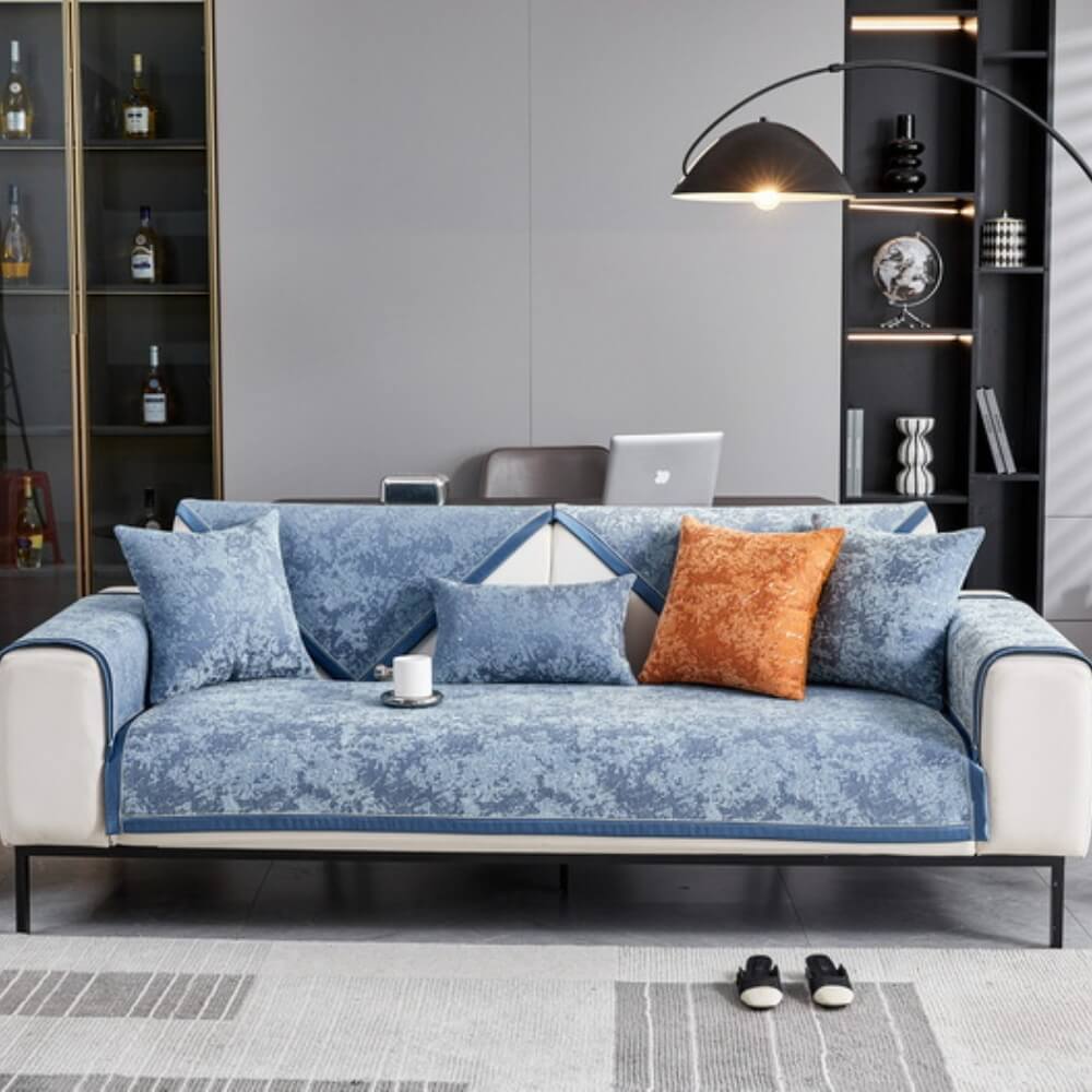 Copertura per divano in chenille resistente all'usura e anti-graffio, protezione antiscivolo.