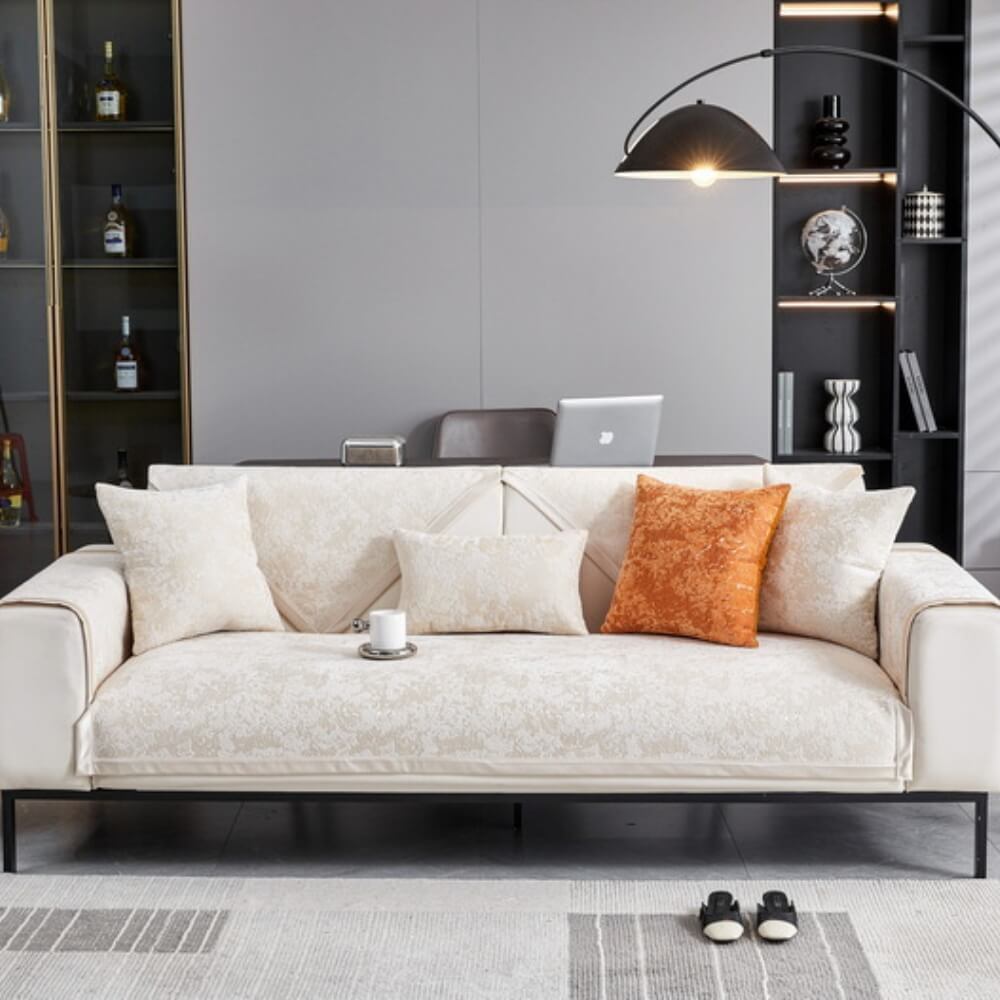 Copertura per divano in chenille resistente all'usura e anti-graffio, protezione antiscivolo.