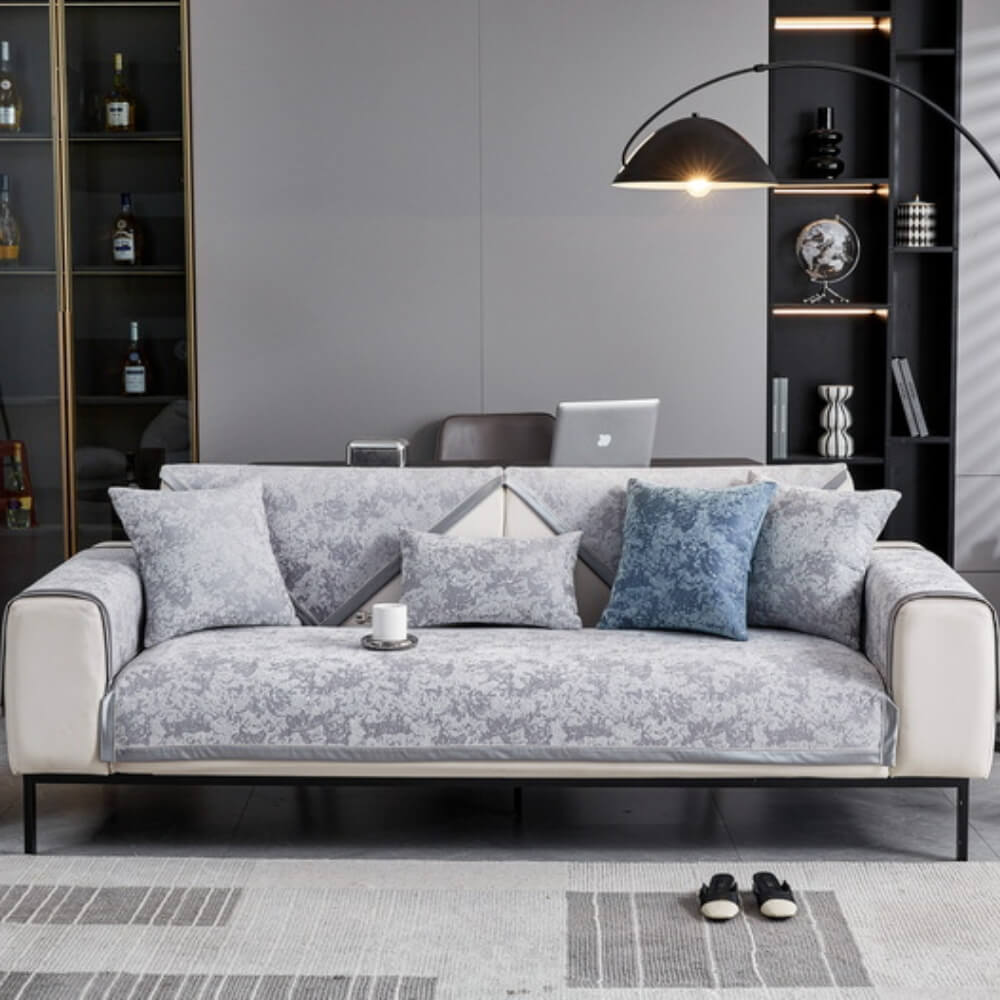Copertura per divano in chenille resistente all'usura e anti-graffio, protezione antiscivolo.
