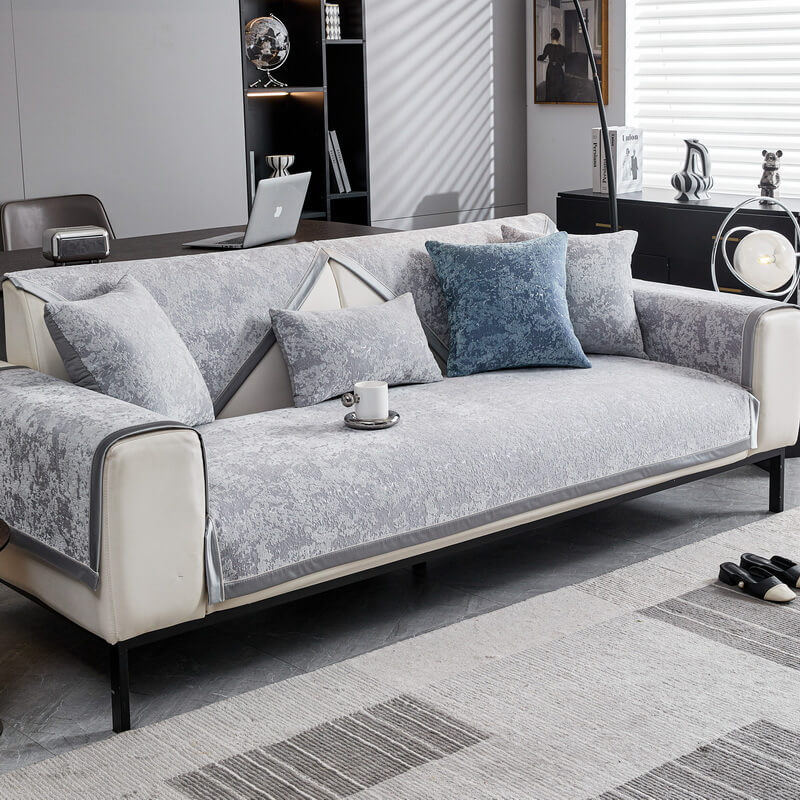 Copertura per divano in chenille resistente all'usura e anti-graffio, protezione antiscivolo.