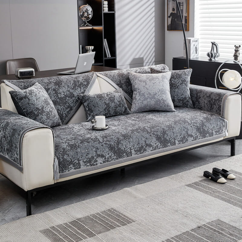 Copertura per divano in chenille resistente all'usura e anti-graffio, protezione antiscivolo.