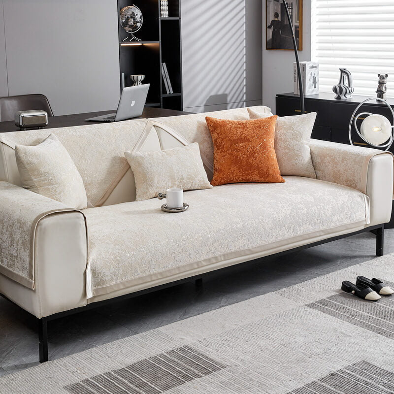 Copertura per divano in chenille resistente all'usura e anti-graffio, protezione antiscivolo.