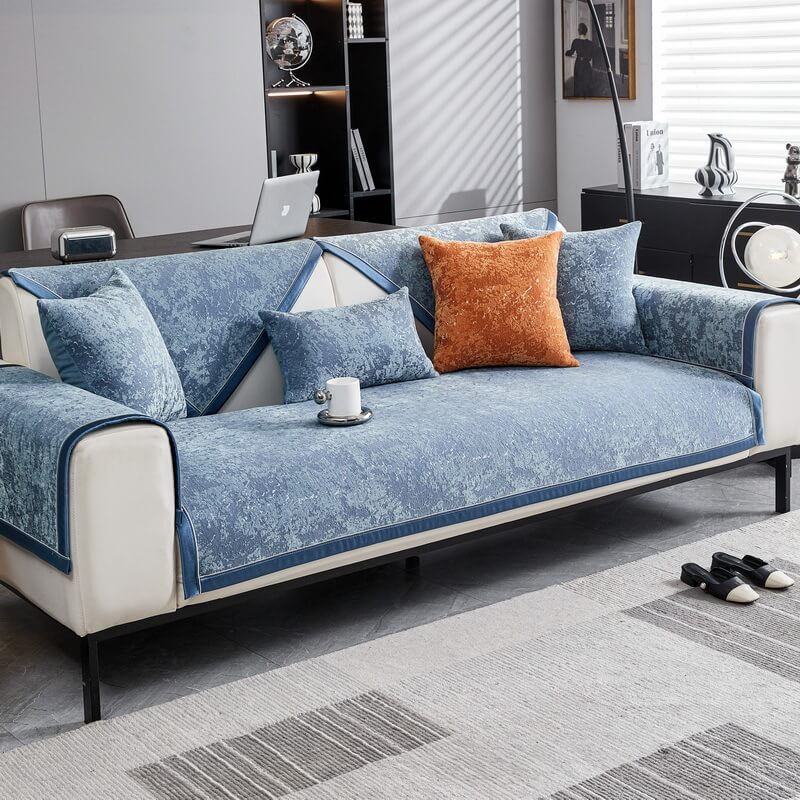 Copertura per divano in chenille resistente all'usura e anti-graffio, protezione antiscivolo.