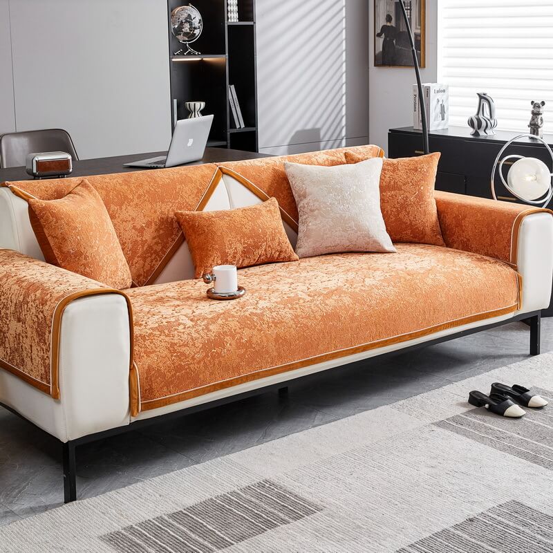 Copertura per divano in chenille resistente all'usura e anti-graffio, protezione antiscivolo.