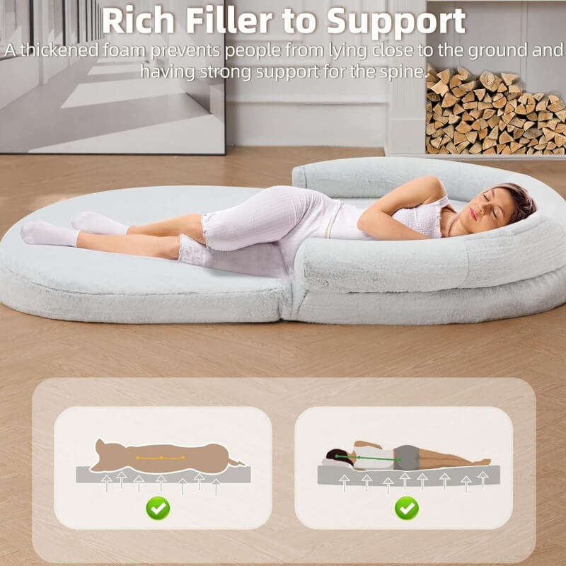 Cuccia Chic in peluche grande per cani, letto pieghevole per cani umani
