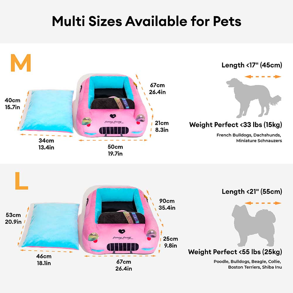 Letto per animali in peluche a forma di auto da corsa convertibile classica - Fast&Fur