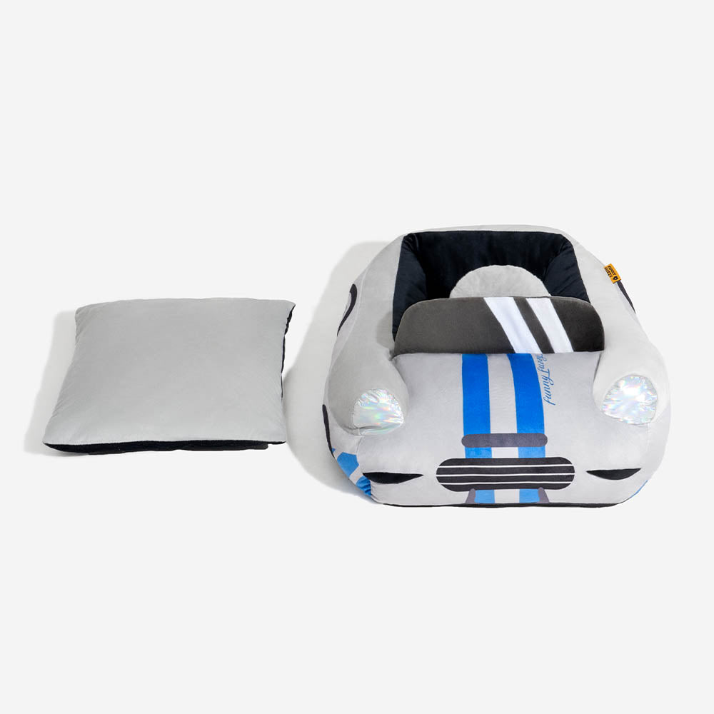 Letto per animali in peluche a forma di auto da corsa convertibile classica - Fast&Fur