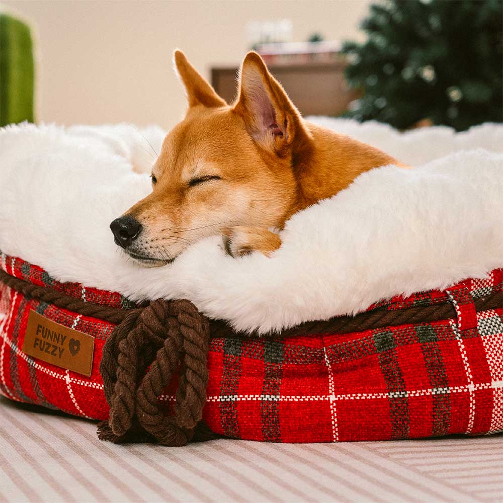 Letto per cani a ciambella in plush jacquard classico - Snuggle Den
