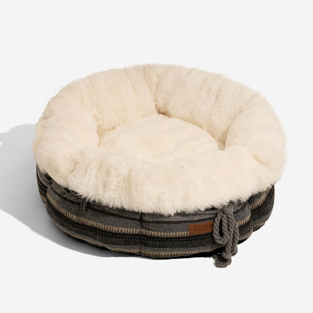 Letto per cani a ciambella in plush jacquard classico - Snuggle Den
