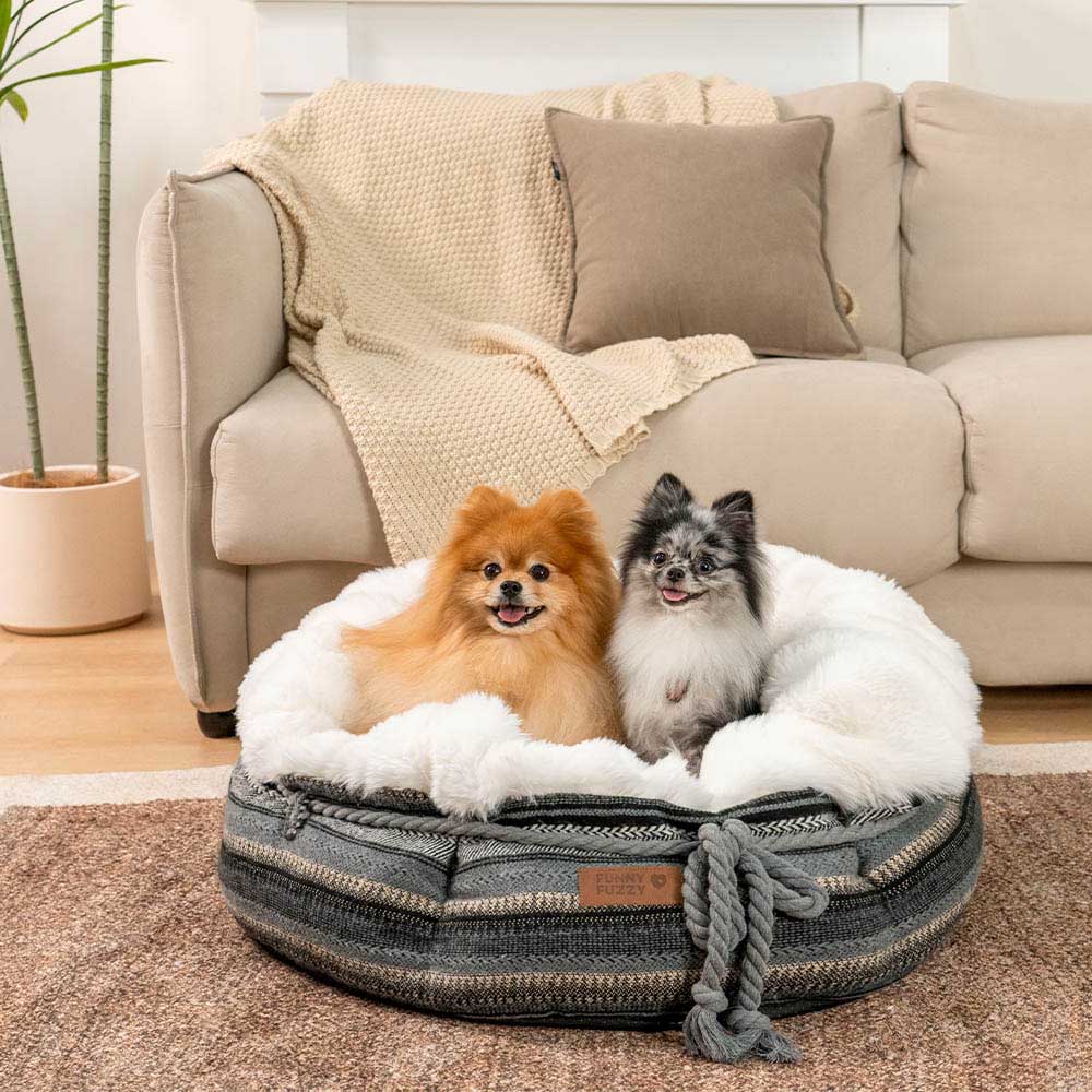 Letto per cani a ciambella in plush jacquard classico - Snuggle Den