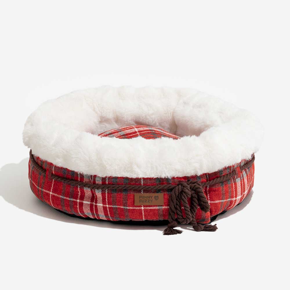 Letto per cani a ciambella in plush jacquard classico - Snuggle Den