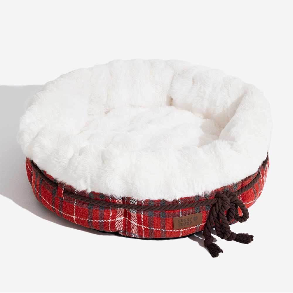 Letto per cani a ciambella in plush jacquard classico - Snuggle Den